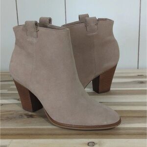 J. CrewEaton Tan Suede Western Block Heel Pull On Ankle Boot Size 8